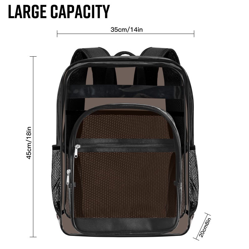 SDFGHG Clear Backpack  Clear Bookbag for School  Waterproof PVC Plastic Material  Reinforced Shoulder Straps Heavy Duty Transparent Backpack  See-Through Schoolbag for Sports Stadiums Work  Travel  College - Image 2